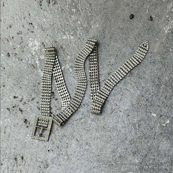 Vintage rhinestone, silver back belt - Picture 1 of 4